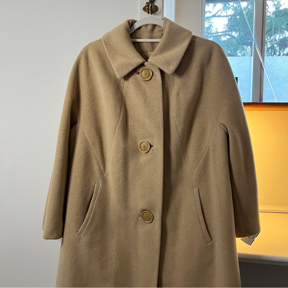 Elegant Vintage Shagmoor Women's Light Beige Coat - 3/4 Sleeves
